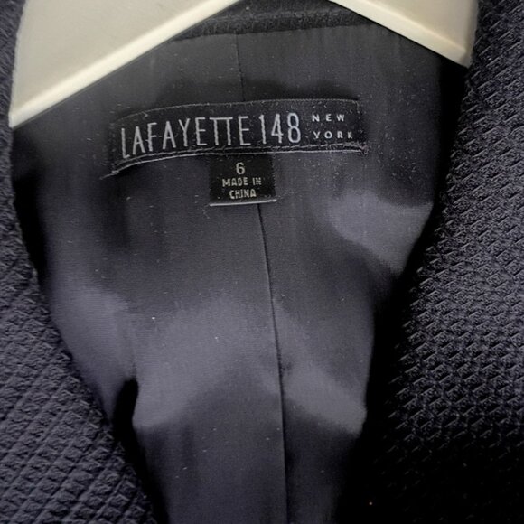 Lafayette 148 NYC Black Ruffle Trim Zip Jacket Blazer – Size 6 - Picture 10 of 12